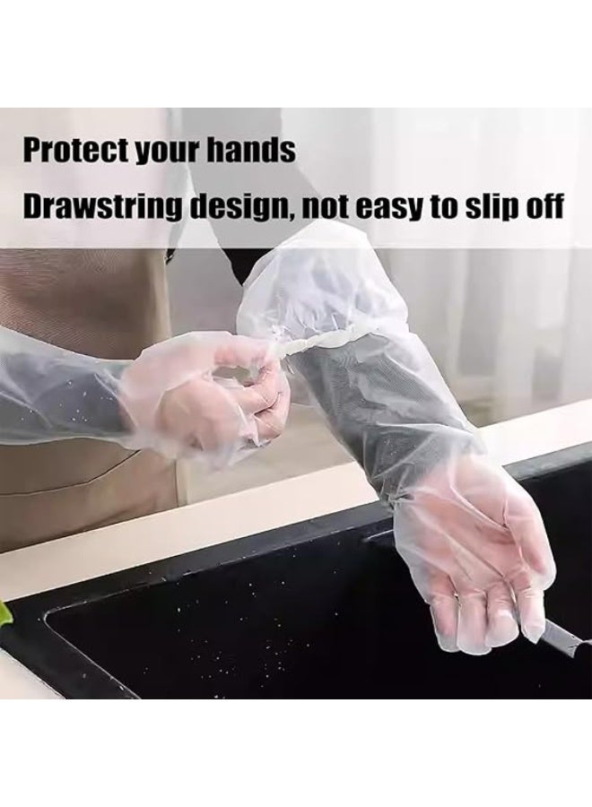 Mitoy 50 Pcs Disposable Long Gloves 60 cm, Waterproof CPE Cleaning Gloves with Elastic Cuff,  Extra Long Arm Gloves for Kitchen Dishwashing, Food Vegetable Washing & Household Cleaning, Thick, Heavy Duty & Clear - Image 2